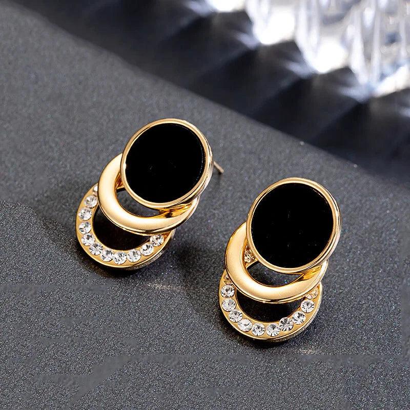 2024 New Fashion Round Earrings for Women Geometric Acrylic Crystal Stud Earrings Wedding Party Elegant Circle Charms Jewelry