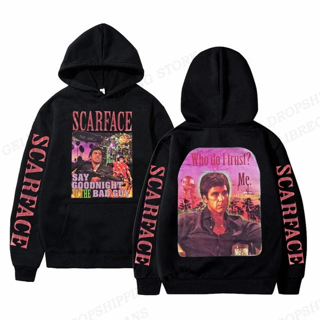 Scarface Hoodies Men Fashion Hoodie Japanese Y2k Fleece Sweatshirt Movie Scarface Tony Montana Hoodies Sweatshirts Mens Clothing