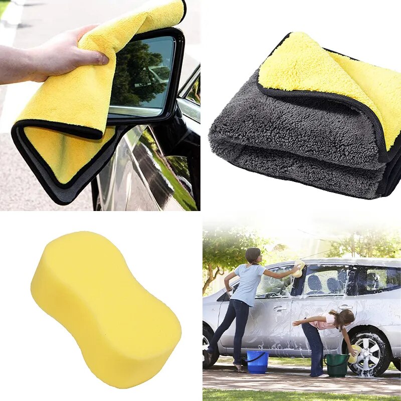 Car Cleaning Tool Kit 16 Pcs Car Detailing Brush Set Tire Shine Wax Pad Dispenser Bottle Wash Sponge Ceramic Nano Coating Cloth