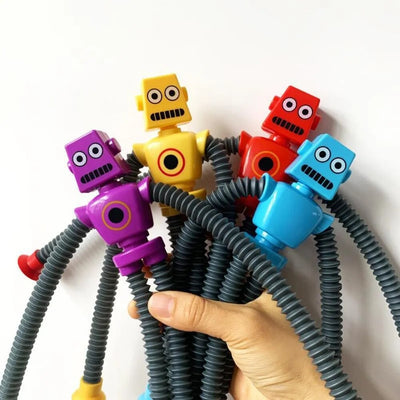 Stretchy Tube Robot Puzzle Toy Novelty Decompression Creative Cartoon Suction Cup Springs Telescopic Robot Shape Toys Kids Gifts