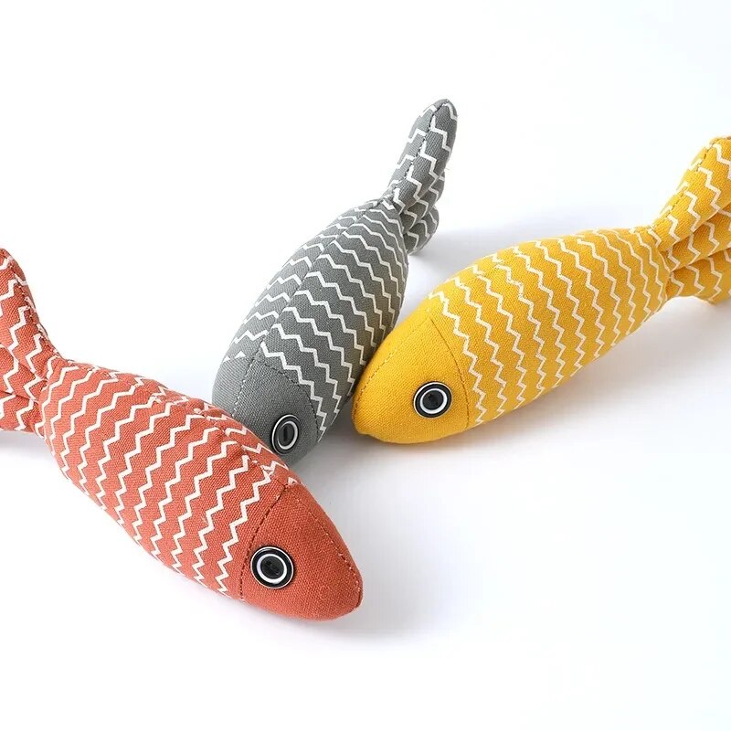 Pet Products  Pet Toys Dog Accessories Plush Cat Toy Wave Fish with Mint Cat Pet Toy Wear-resistant and Scratch-resistant plush