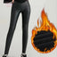 Women's PU Leather Fleece Sexy Leggings Fall New Tight Stretch Pants High Elasticity Waist Splicing Fitness Trouser