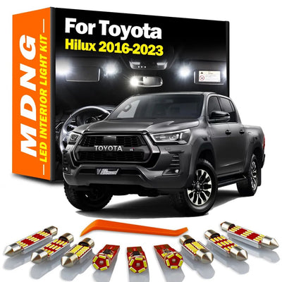 MDNG 8Pcs Car Bulb For Toyota Hilux 2016 2019 2020 2021 2022 2023 LED Interior Map Dome Light License Plate Lamp Kit Accessories