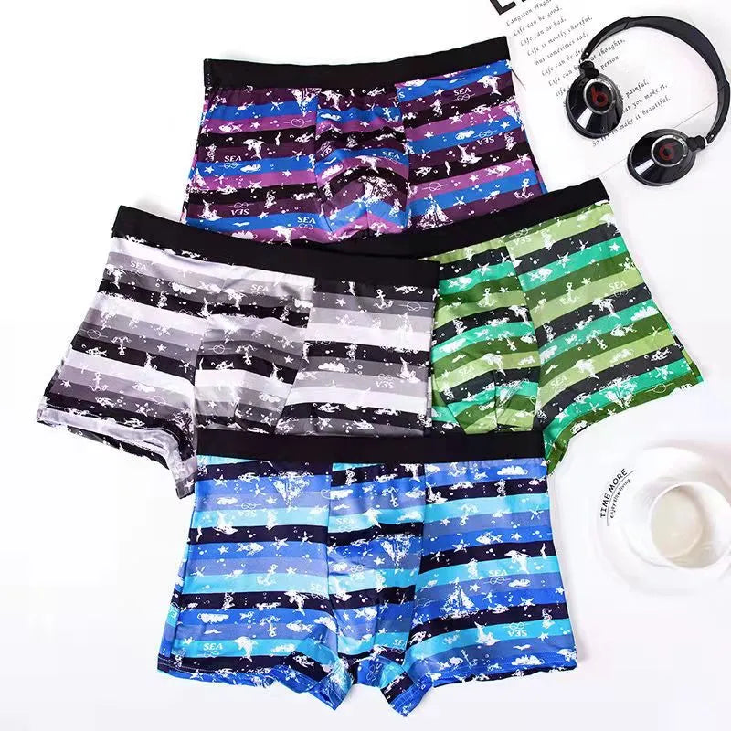 Men's Panties 4pcs/Lot  Male Underpants Man Pack Shorts Boxers Underwear Fashion  Mens Boxer Ultrathin Large Size L-4XL