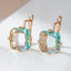 Wbmqda Big Square Light Green Stone Drop Earrings For Women 585 Rose Gold Color Fashion Zircon Jewelry Accessories