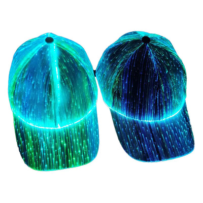 Fiber Optic Cap LED Hat with 7 Colors Luminous Glowing EDC Baseball Hats USB Charging Light Up Caps Even Party Led Christmas Cap