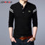 Men's Fashion Summer Long Sleeved POLO T-shirt Casual Cotton Breathable Top Stand Up Neck Long Sleeve Korean Comfortable Shirt