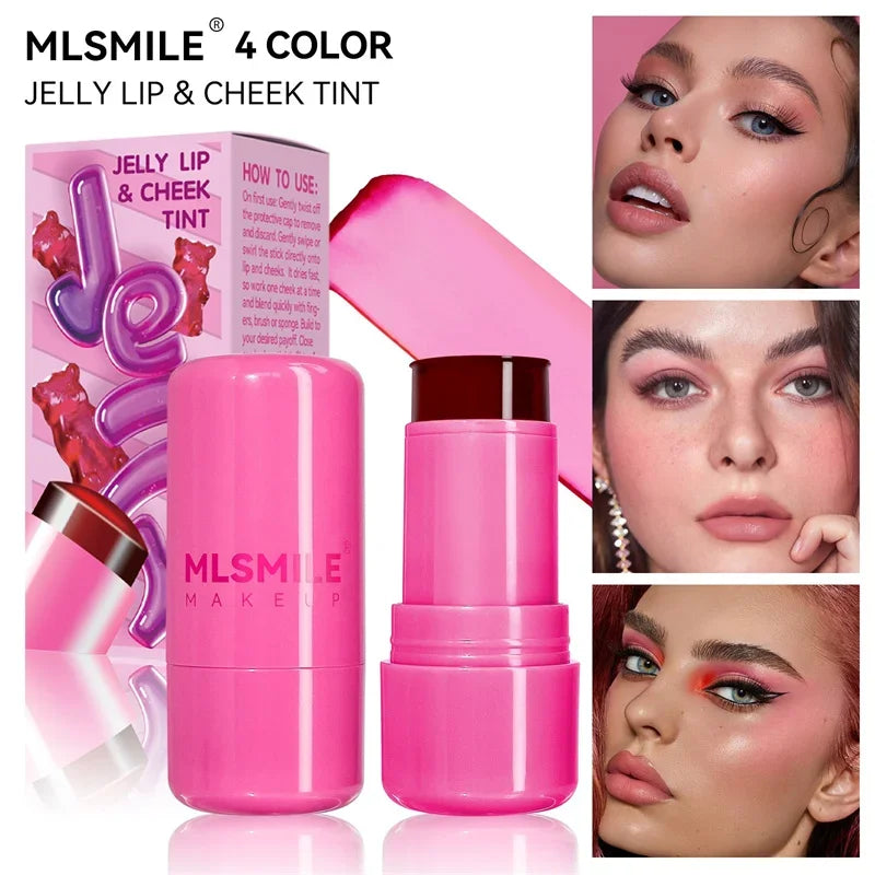 3-in-1 Cheek Lip Tinted Moistured Blush Stick Cheek Rouge Eyes Lip Brighten Cream Water Jelly Tint Stick Matte Contour Makeup