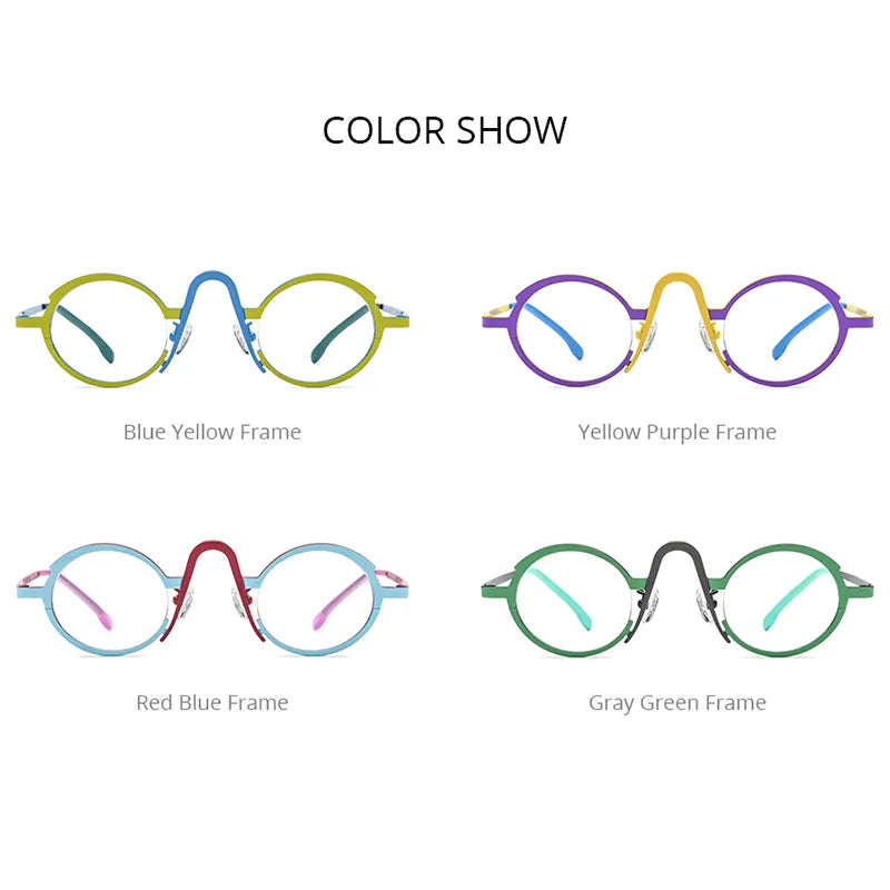 FONEX Titanium Glasses Frame Women 2023 New Retro Fashion Colorful Oval Prescription Eyeglasses Myopia Optical Eyewear F85772