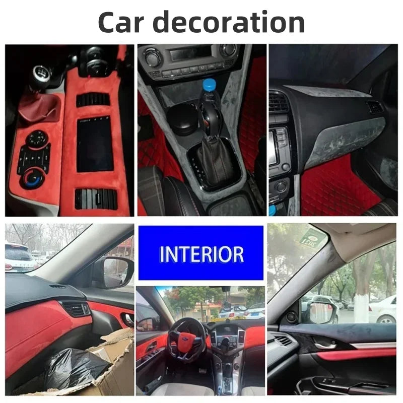 150X50CM Self-adhesive Suede for Car Interior Leather Upholstery Thickened 0.7mm Wear-resistant Four-sided Elastic Suede Wrap