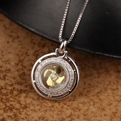 New Arrival Rotatable Windmill Pendant Necklace AAA Cubic Zirconia Pave Gold Silver Color Crystal Necklace Jewelry Women Men