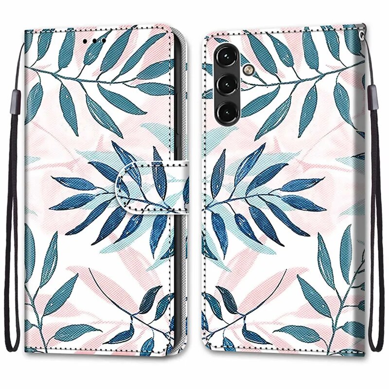 Flower Pattern Flip Case For Samsung Galaxy A14 4G SM-A145F A 14 5G A146B Wallet Leather Phone Cases Stand Book Cover Bags