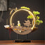 Wooden Backflow Incense Burner with Led Light USB Circle Ceramic Lotus Buddha Beads Home Office Decoration Furnishing