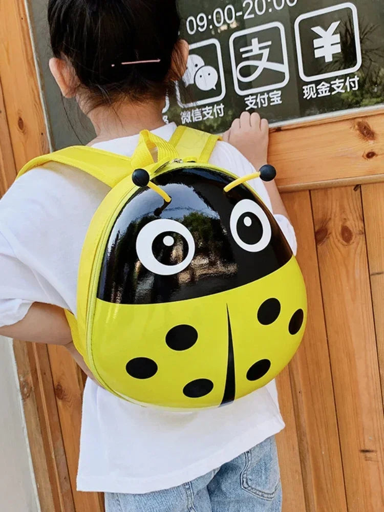 2024 New Eggshell Children's Bag Foreign Style Ladybug Pattern Kindergarten Boys and Girls Students Class Backpack Schoolbag