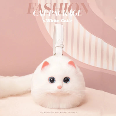 2023 New Fashion Plush Bag Women Animal Mini White Cat Shoulder Bag Girls Cute Fur Mobile Phone Bag Ladies Female Purse Chain