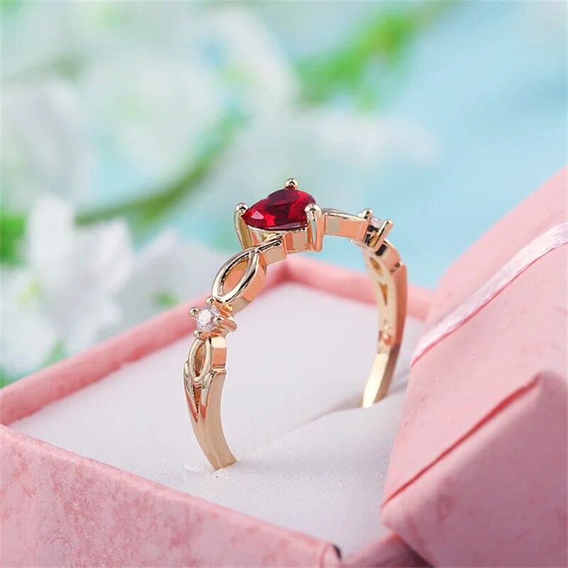 Simple Slim Heart Ring for Women Female Cute Finger Rings Romantic Birthday Gift for Girlfriend Multicolor Zircon Stone Jewelry