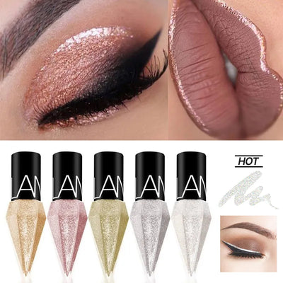 Eye Shadow Pearlescent Diamond Eye Shadow Liquid 5-color Sequins MakeUp Smooth Mini Fine Brush Eyeliner Shine and Head