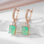 SYOUJYO Square Blue Green Natural Zirconia Dangle Earrings for Women 585 Rose Gold Color Boutique Jewelry Party Wearing