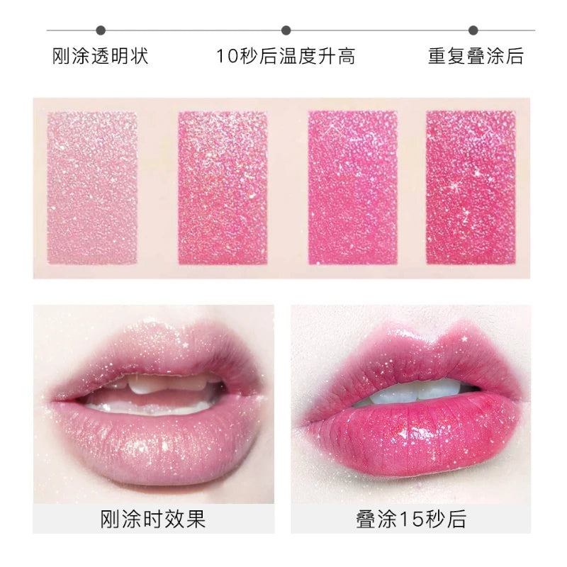 Glitter Matte Lipstick Temperature Changing Color Long Lasting Waterproof Nude Lip Makeup Moisturizing Shimmer Sexy Lipsticks