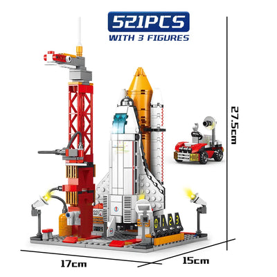 HUIQIBAO Space Aviation Manned Rocket Building Blocks With Astronaut Figure City Aerospace Model Bricks Children Toys for Kids