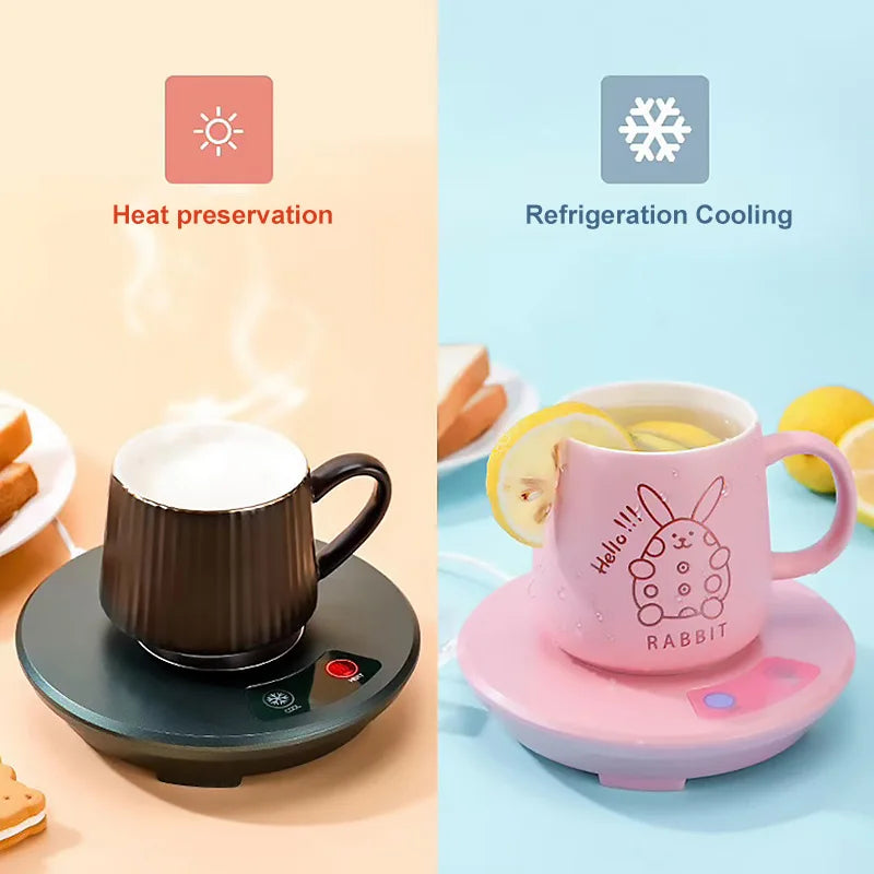 Portable One-Key Hot and Cold Cup Coaster Mini Cooling Heating Coaster Warm Milk Coffee Tea Artifact Fast Cooling Drink Cup Mat