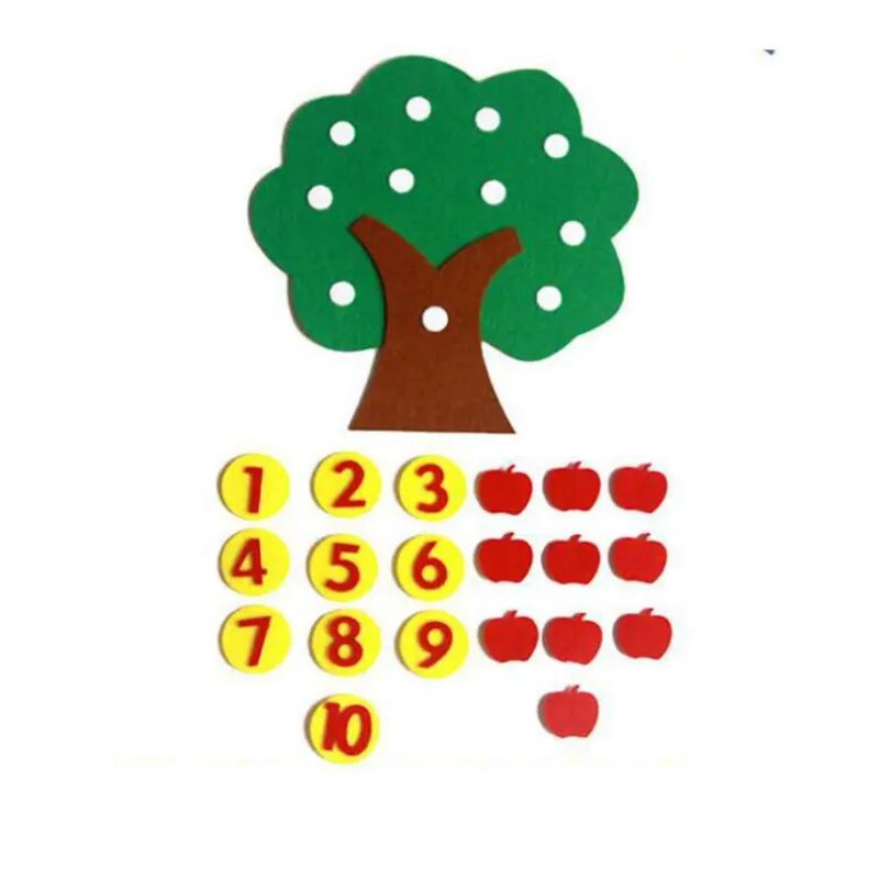 Felt non-woven DIY Toys Children's Puzzle Handmade Carrot Apple Tree Match Digital Teaching Aids Materials Montessori Toys