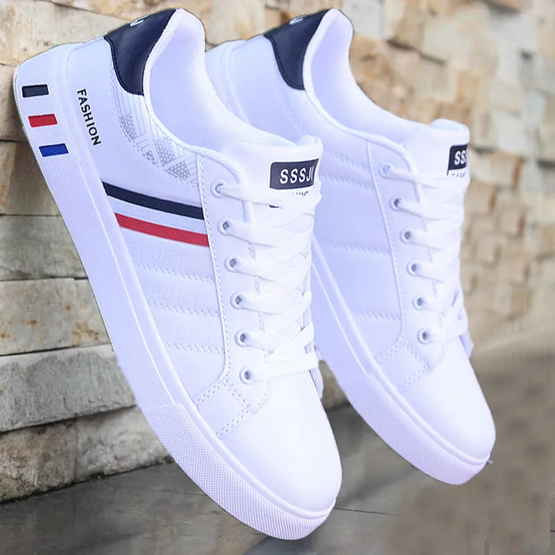 2023 Men's Casual Shoes Lightweight Breathable Men Shoes Flat Lace-Up Sneakers Men White Business Travel Tenis Masculino