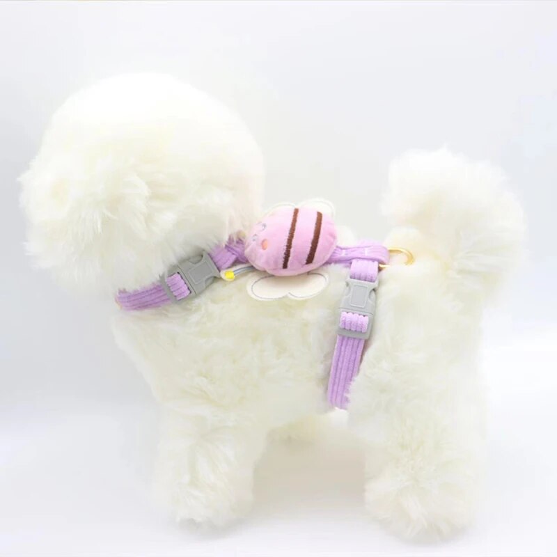 Pet Harnesses Leash Set Cute Bee Animals Shape Dog Cat Harnesses Soft Adjustable Outdoor Walking Anti-lost Puppy Leash Supplies