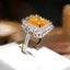 925 Silver Hot Sale Women's Ring Yellow Square Zircon Platinum-plated PROM Party Jewelry Party Birthday Gift