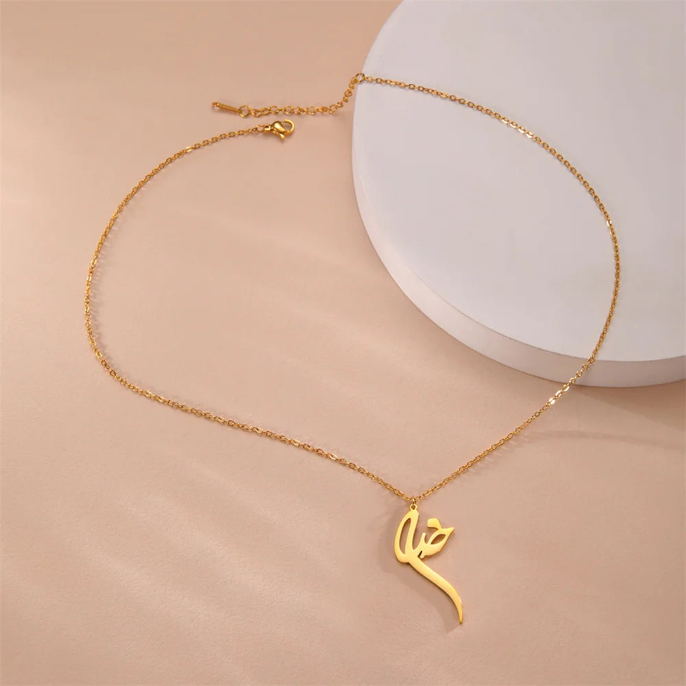 Jeshayuan Iranian Farsi God Necklace for Women Persian Calligraphy Love Pendant Mythology Symbol Amulet Stainless Steel Jewelry