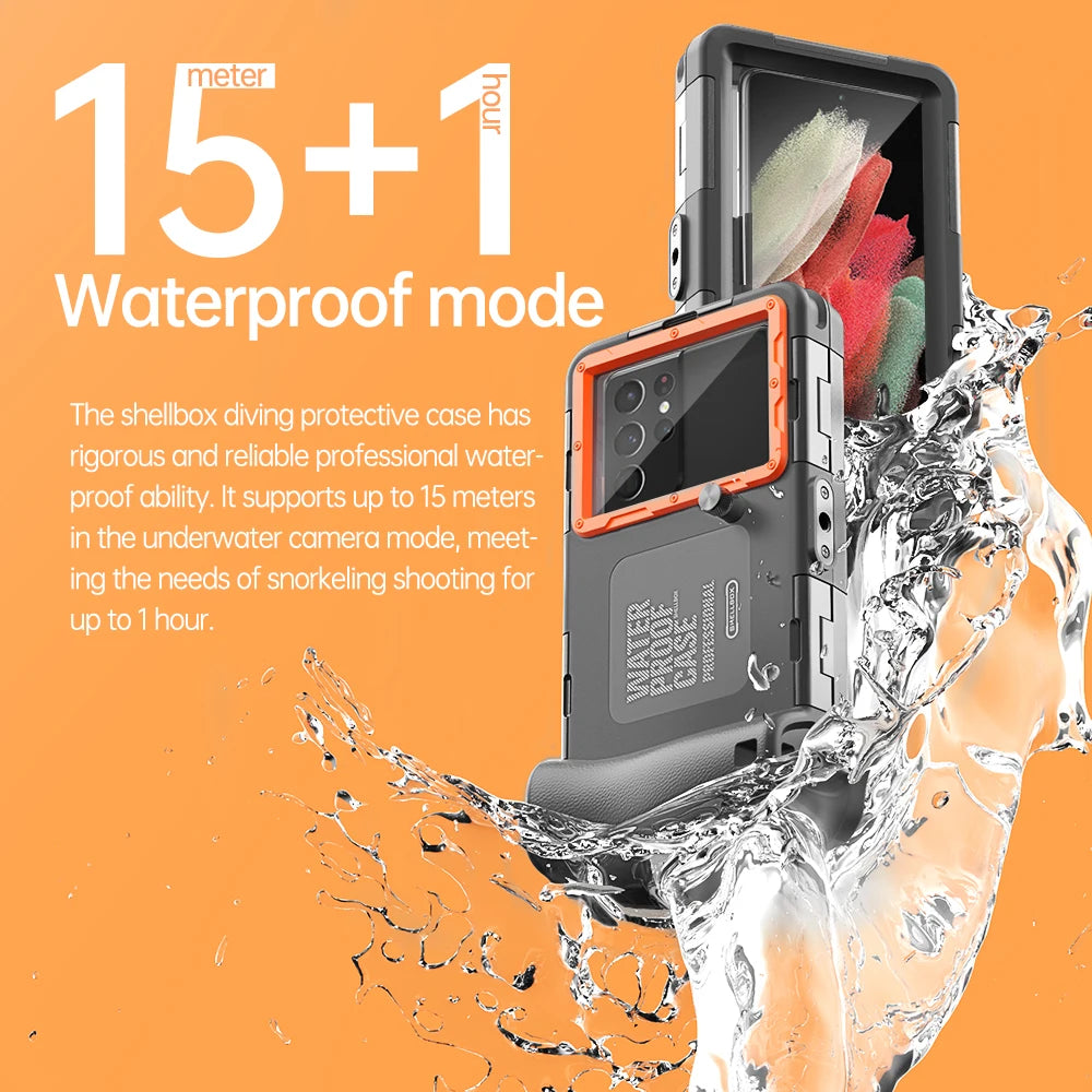 15M Professional Diving Phone Case For iPhone 15 14 13 12 Pro Max Underwater Taking Waterproof Cases For Samsung S22 S23 Ultra