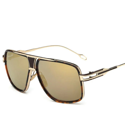 Luxury Men's Sunglasses with Mirrored Lenses for Women - Retro Vintage Square Designer Shades