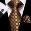 Hi-Tie Black Gold Orange Dot Paisley Silk Wedding Tie For Men Handky Cufflink Fashion Design Tie For Men Business Party Dropship