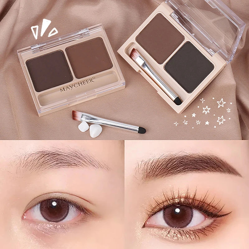 2Color Eyeshadow Powder Makeup Black Brown Coffee Waterproof Eyebrow Powder Eye Shadow Eye Brow Palette with Brush Eyebrow Cream