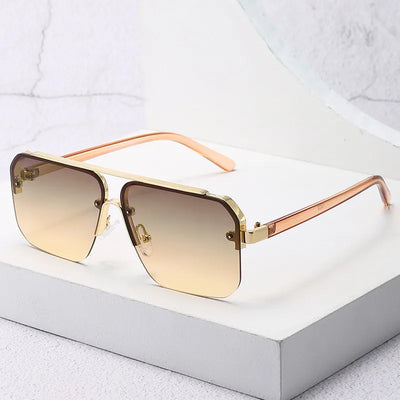 New Gradient Sunglasses for Men Fashion Metal Big Frame Sun Glasses Brand Design Luxury Lunette De Soleil Homme UV400 Eyewear