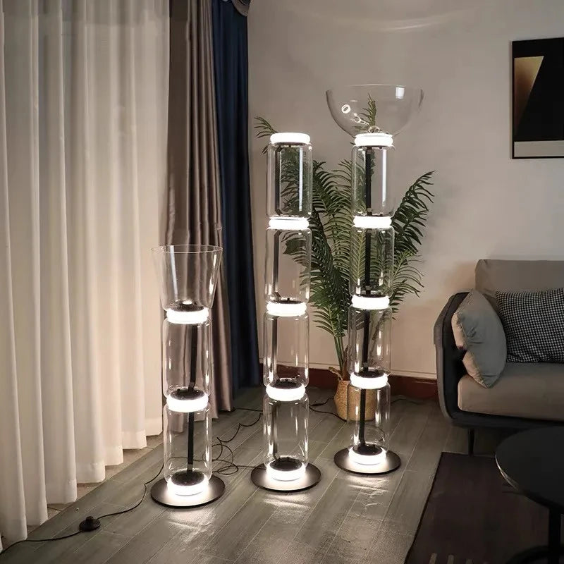 Italy Design lustre Nordic Bright LED Floor Lights Indoor Living Room Bedroom Decor Stand Lighting Modern Heavy Glass Floor Lamp