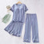 3 Pcs Short Sleeve Ladies Pajamas with Chest Pad Comfortable Pant Women Summer Pajama Sets V-neck Sleepwear Young Girl Style