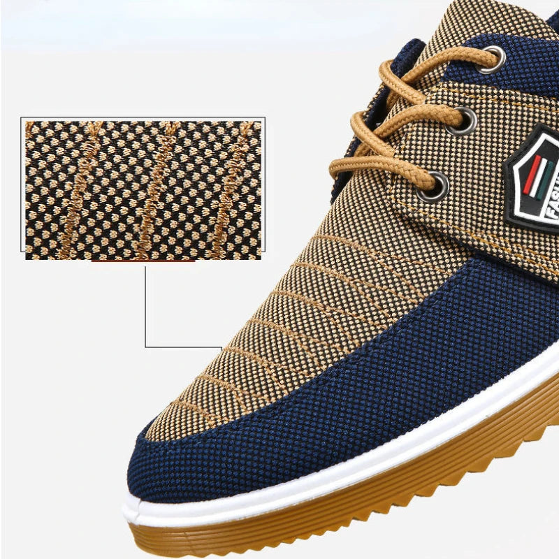 2024 New Men's Canvas Shoes Mesh Breathable Man Casual Sneakers Classic Fashion Men Vulcanized Shoes Lace-up Flat Sneakers Male