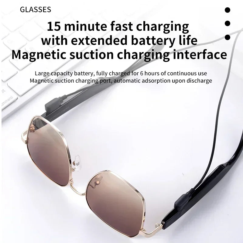 2024 Smart Glasses Men Women Bluetooth Call Voice Assistant Music Glasses Smart Sports Polarized Sunglasses Anti-Blue Eyeglasses