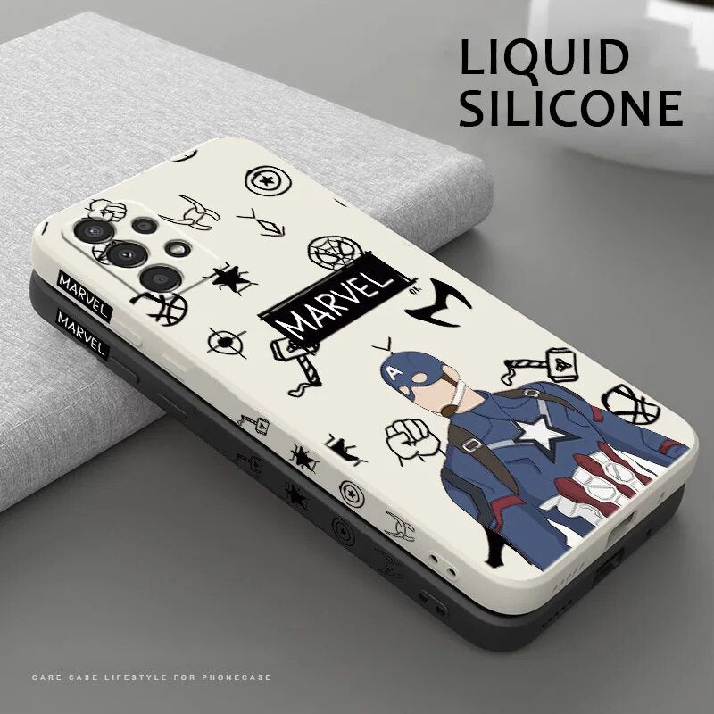 Marvel Loki Captain America For Samsung A73 A72 A54 A53 A52 A42 A34 A33 A32 A23 A22 A14 A13 A12 Liquid Left Rope Phone Case