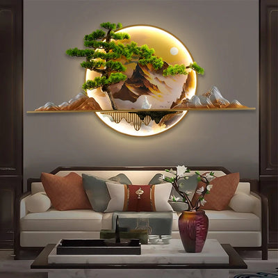 Modern Chinese Wall Picture Light Led Creative 3d Landscape for Home Wall Decor Living Room Study Lamp