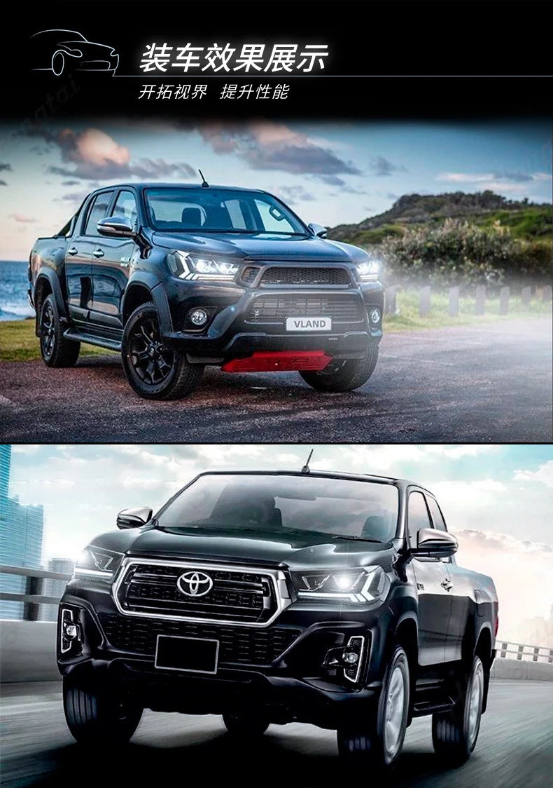 For 2015--2020 Toyota HILUX REVO modified LED day running lights, headlights Headlights Assembly Pair Sequential Turn Signal