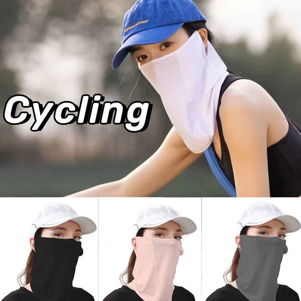 Ice Silk Golf Cycling Bandana Mesh Face Cover Hang-Ear Neck Gaiter Cool Tube Scarf Sport Running Hiking UV Protection Mask New