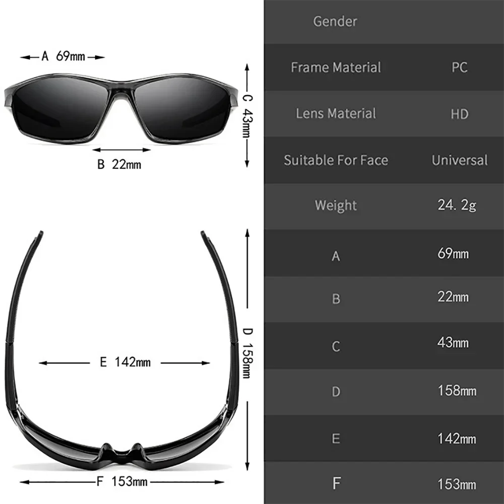 Sports Polarized Sunglasses for Men Lightweight Night Vision Male Shades Cycling Driving Fishing Fashion Mirror Sunglass De Sol