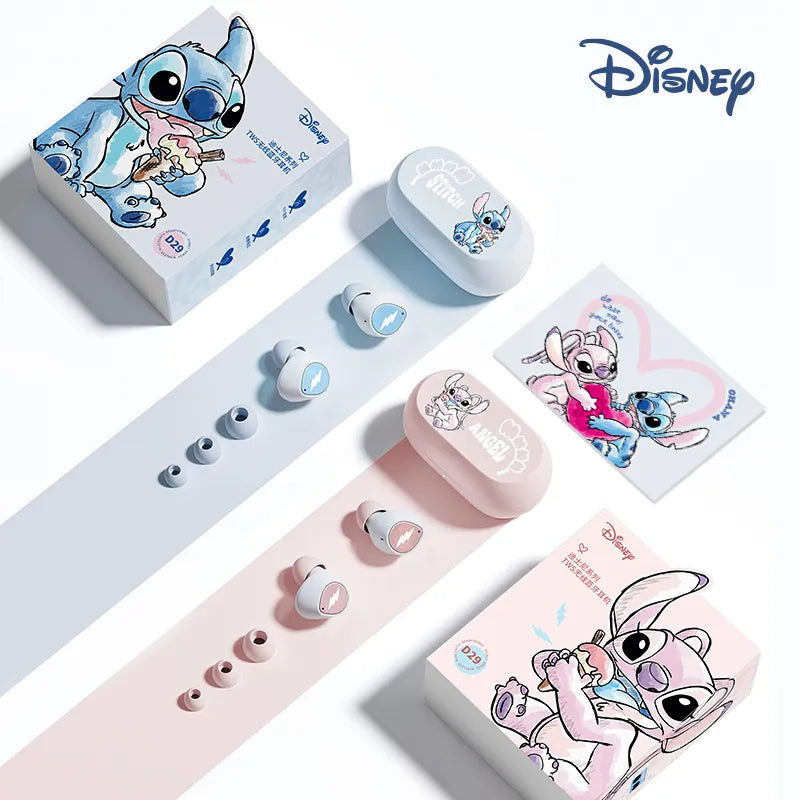 Disney Stitch Angel Mini Wireless Bluetooth 5.3 Earphones D29 HiFi Stereo HD Call Headset In-Ear Long Standby Comfortable Wear