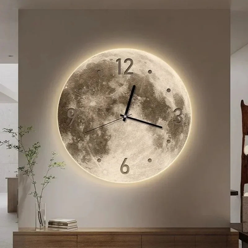 Advanced Sense Wall Clock Living Room Home Decorative Painting Wall Hanging Creative Clock with Light