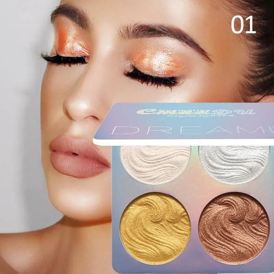 4Color Face Highlighter Palette Bronzer Contouring Highlight Powder Makeup Face Shimmer Shine High Lighter Iluminador Makeup