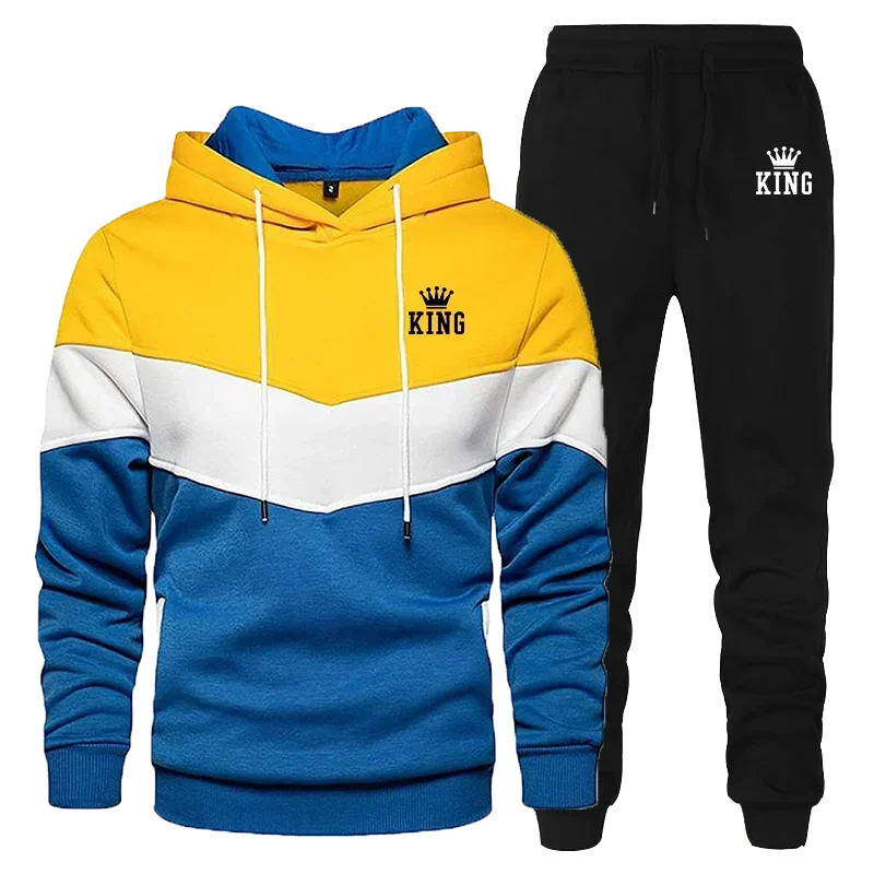 Men's Tracksuit Running Casual Hoodies Sweatpants Two Piece Sets Winter Sports Suit Outdoor Sweatshirt Set Fashion Male Clothing