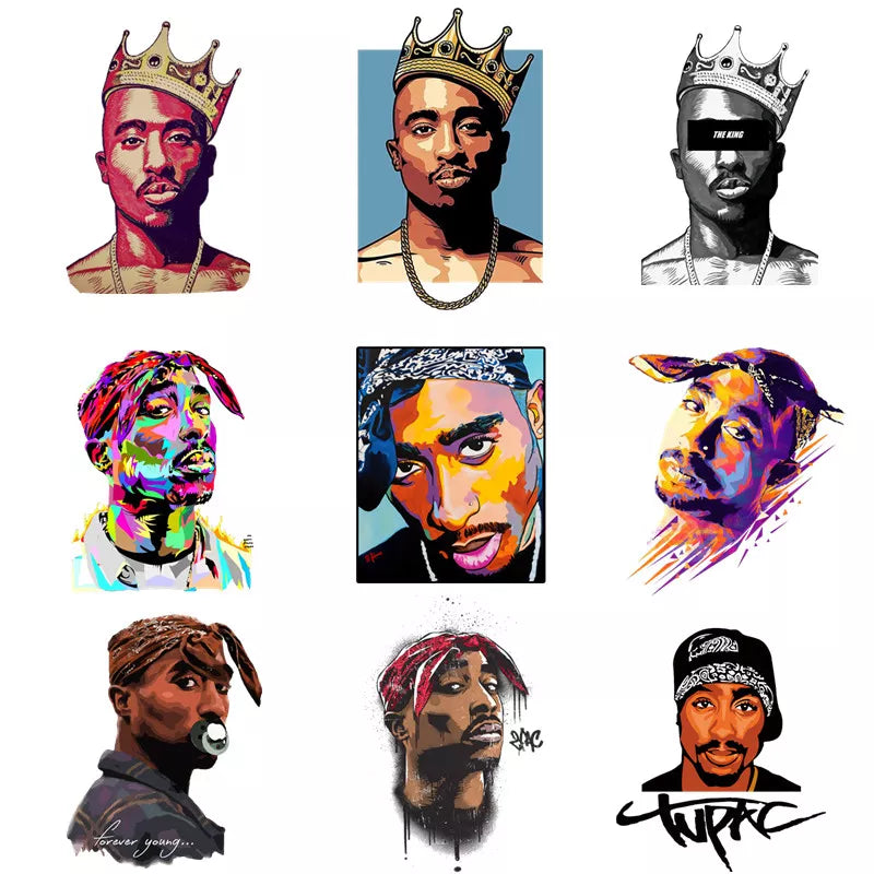 Tupac 2pac Hip Hop Swag Patches for Clothes Heat Transfer Thermal Stickers DIY T shirt Iron on for Woman Jackets Cool Appliqued