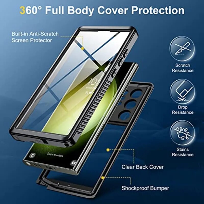 for Samsung Galaxy S23 Ultra Case Waterproof, S23 Plus Water Proof Case Shockproof Swim Proof Underwater Diving Covers for S23